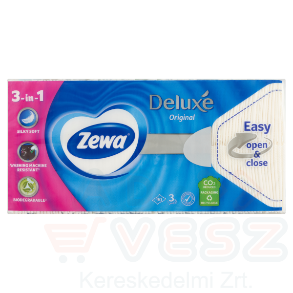Zewa Deluxe papírzsebkendő 3 rétegű 90 db illatmentes Kép