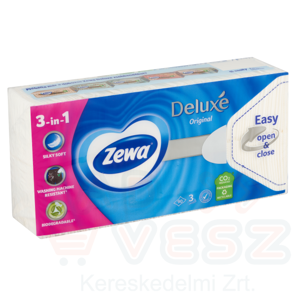 Zewa Deluxe papírzsebkendő 3 rétegű 90 db illatmentes Kép
