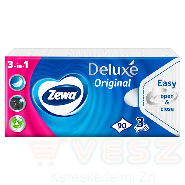 Zewa Deluxe papírzsebkendő 3 rétegű 90 db illatmentes Kép